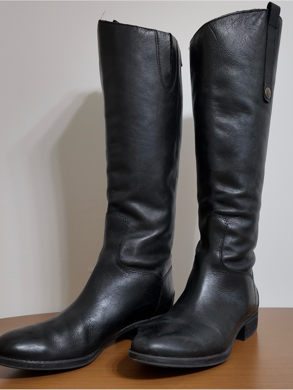 Sam Edelman Penny Riding Boots Womens US 7M EUR 37 Black Leather Very Good